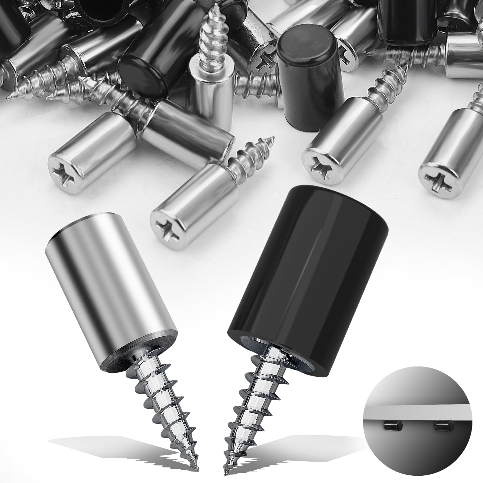 SWTYExt 60pcs Shelf Support Ø7.5mm Kitchen Shelf Pegs with Black Non-Slip Sleeve Self-Tapping Screws One-Piece Shelf Pegs Metal Shelf Support for Cupboards Cabinet Wardrobe Furniture