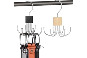 Belt Hanger Tie Rack, 2 Pcs Closet Hanger Organizer 360° Rotatable Metal Belt Holder for Closet Accessories Organizer and Sto