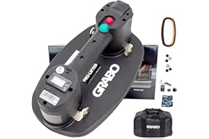 OKVEQUIP Grabo Pro Lifter 20 Electric Vacuum Suction Cup Lifter with Digital Display Electric Suction Cup Will Monitor Vacuum and Automatically Turn on Pump Again if vacuum falls Grabo Tool 375lbs Max Load
