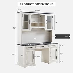 JXQTLINGMU Farmhouse 76" Height Computer Desk with