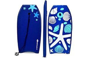 Goplus Boogie Boards for Beach, 41''/37''/33'' Lightweight Body Board with EPS Core, XPE Deck, HDPE Slick Bottom, Wrist Leash, Bodyboard for Kids Adults Surfing