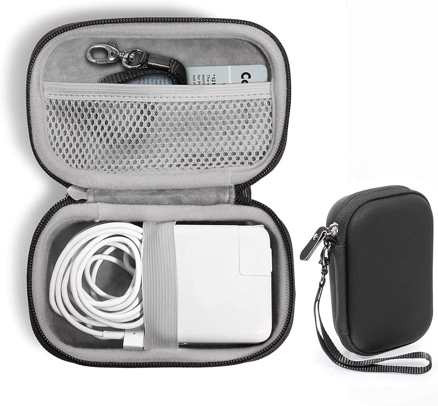 Handy Protective Case for MacBook Air Power Adapter, Also Good for USB C Hub, Type C Hub, USB Multi Ports Type c hub, Featured Compact case for Easy Storage and Protection, mesh Pocket (Matte Black)