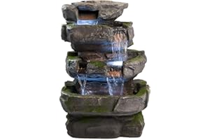 HARMONY FOUNTAINS Wilson Rock Fountain: Stunning Outdoor Water Feature for Gardens & Patios. Weather Resistant w/LED Lights & Pump.