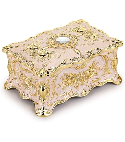 Amazon.com: Ladieshow Vintage Jewelry Box Vintage Roses Embossed