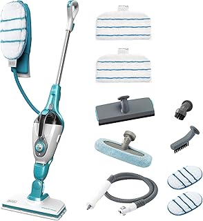 Black+Decker FSMH1351SM-QS 9-in-1 Dampfbesen Steam-mop mit Steamitt Dampfhandschuh inklusive Zubehör, 1300 W