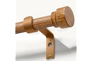 LOOTKELL Wood Curtain Rods for Windows 66 to 120 Inches 1" Diameter Boho Decorative Heavy Duty Window Curtain Rod Adjustable with Solid Finials for Living Room Bedroom Kitchen Farmhouse Outdoor