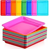 Maitys 24 Pcs Plastic Art Trays 11 x 8.7 x 1 Inch Activity Craft Tray Organizer Serving Tray Stackable Storage Sand Trays for School Painting Beads Crafts DIY Projects(Colorful)