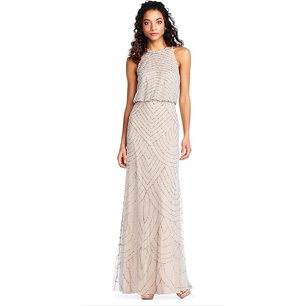 Amazon.com: Adrianna Papell Women's Floral Beaded Halter Dress Dress,  Dusted Petal, 16 : Clothing, Shoes & Jewelry