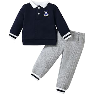 Jecson Toddler Boy Clothes Toddler Sweatsuit Soft Two Piece Casual Outfit | Soft, skin-friendly, stretchy, durable, fall outf