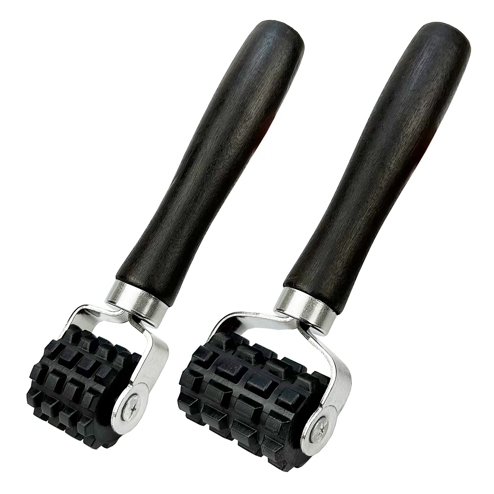 Umaki 2Pcs Car Sound Deadening Roller, 3cm&5cm Non-Slip Gear Press Wheel with Wooden Handle, Durable Seam Roller for Car Audio Insulation/Roof Heat Insulation Mat