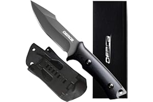 OERLA TAC Knives OLF-1009 Fixed Blade Outdoor Camping Hunting Field Knife 420HC Stainless Steel with Black G10 Handle Waist Clip EDC Kydex Sheath