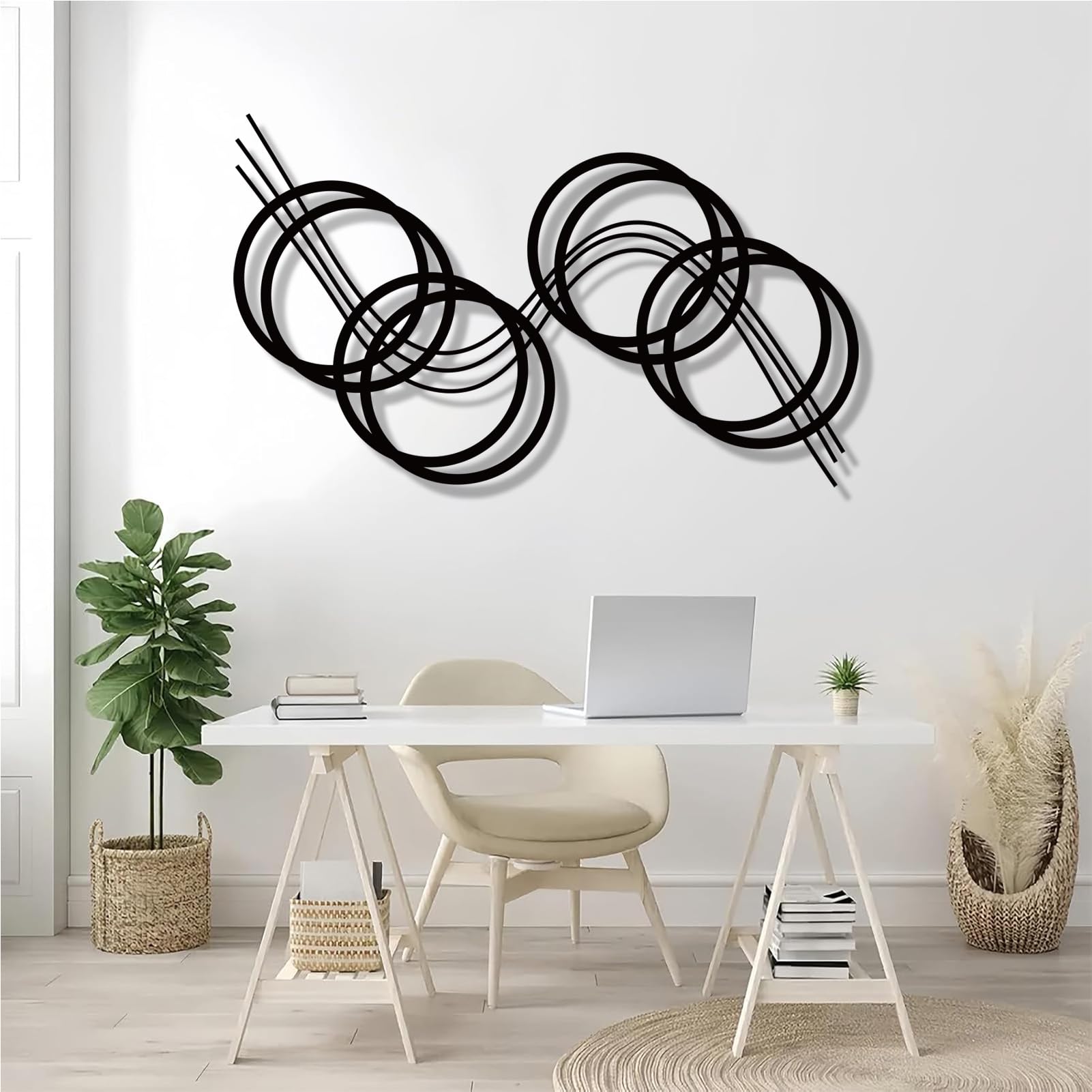 Photo 1 of **different color**Minimalist Wall Decor, Geometric Wall Art, Minimalist Metal Wall Art, Abstract Wall Art,Line Metal Wall Decor for Livingroom, Bedroom, Bathroom (Black, 30"x18"/76x45cm)