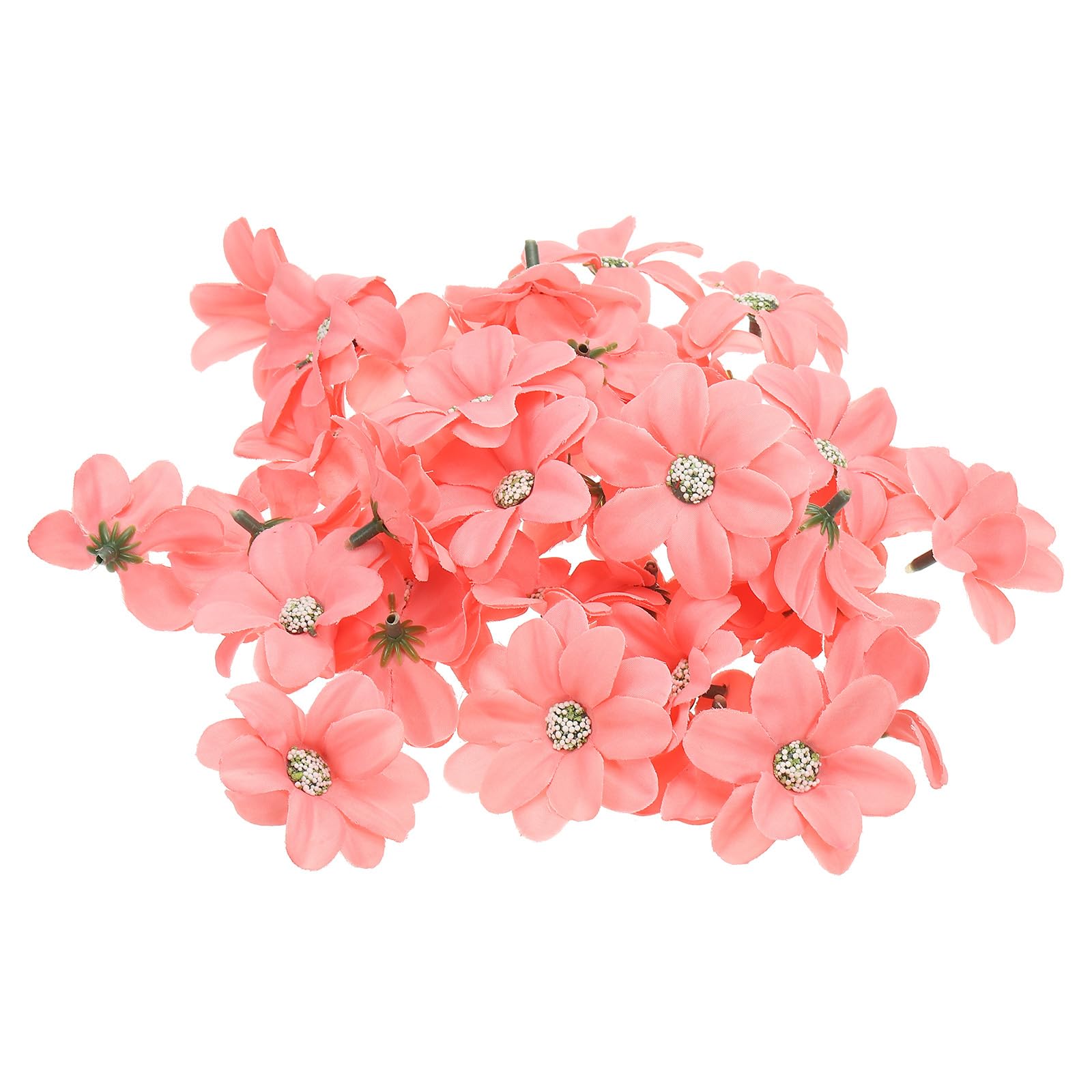 PATIKIL Faux Flower Heads for Crafts, 50 Pcs Fake Chrysanthemum Blossom Head Bulk Mini Artificial Silk Flowers Embellishments for Wreath Wedding Party Decoration, Light Red