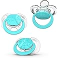 Smilo Baby Pacifier with Orthodontic Design for Healthy Dental Development - Stage 2 for Babies 3-9 Months - Pack of 3X 100% Silicone Pacifiers BPA Free - Aqua Blue