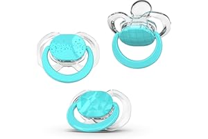 Smilo Baby Pacifier with Orthodontic Design for Healthy Dental Development - Stage 3 for Babies 9+ Months - Pack of 3X 100% Silicone Pacifiers BPA Free - Aqua Blue
