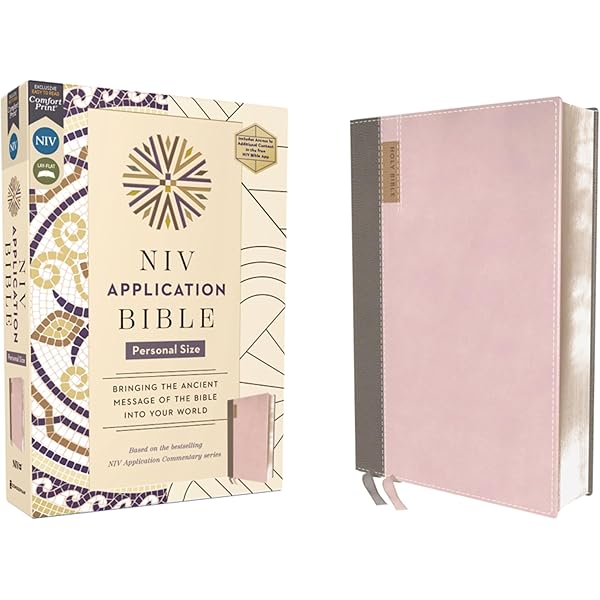 NIV Application Bible, Large Print, Leathersoft, Pink/Gray, Red