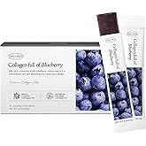 Korean Collagen Jelly Sticks - 25 Blueberry Flavored Marine Collagen Peptide Snacks for Anti-Aging- Collagen Protein Sugar-Free, Travel Packs for Hair & Nail Strength