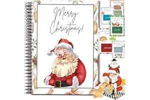 KAMINII Christmas Gift Card Book for Adults, Merry Christmas Gift Cards, 5x7 Color Spiral Bound Card Book- Surprises On Every Page, DIY Personalized Xmas Gifts for Family, Friends, Students (Santa Claus)