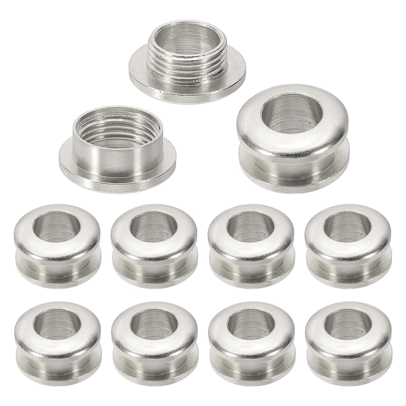 PATIKIL 7mm(2/7 inch) Solid Brass Hole Eyelets, 10 Pcs Arc Surface Self Backing Grommets with Washer for Shoes Clothes Crafts Bag Leather Craft, Imitation Silver