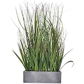 AlphaAcc 20 inch Fake Plants Weather Resistant Evergreen PVC Wheat Grass Plant in Pot Realistic Looking Fake Sea Grass for Home Office Decor Artificial Indoor Plant