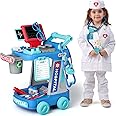Liberry Doctor Kit for Kids Aged 2 3 4 5, Pretend Doctor Playset for Toddlers with Cart, Costume and Stethoscope, Role Play Medical Toy for Girls Boys (Green)
