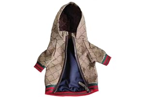 HQREA Dog Hoodie Luxury Winter Small Dog Jacket Clothes Classic Designer French Bulldog Teddy Pug Puppy Clothes(XL)