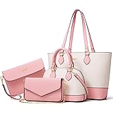 4PCS Women Fashion Handbags Purses Wallet Shoulder Bags Casual Tote Bag Crossbody Bags, Handbag Set Gift for Ladies Girls