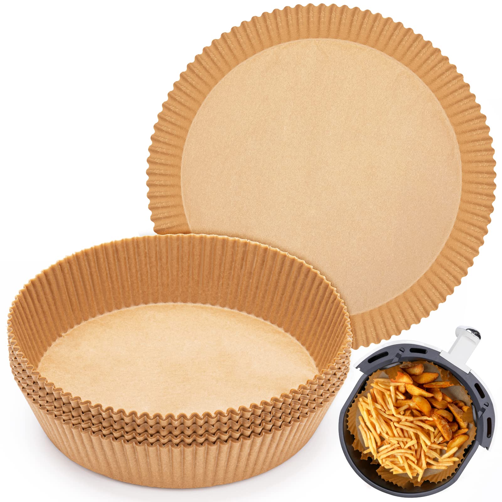 Photo 1 of 100pcs Air Fryer Disposable Liner - 7.9inch Non-Stick Parchment Paper for Baking, Roasting, Microwave - Oil-proof, Food Grade