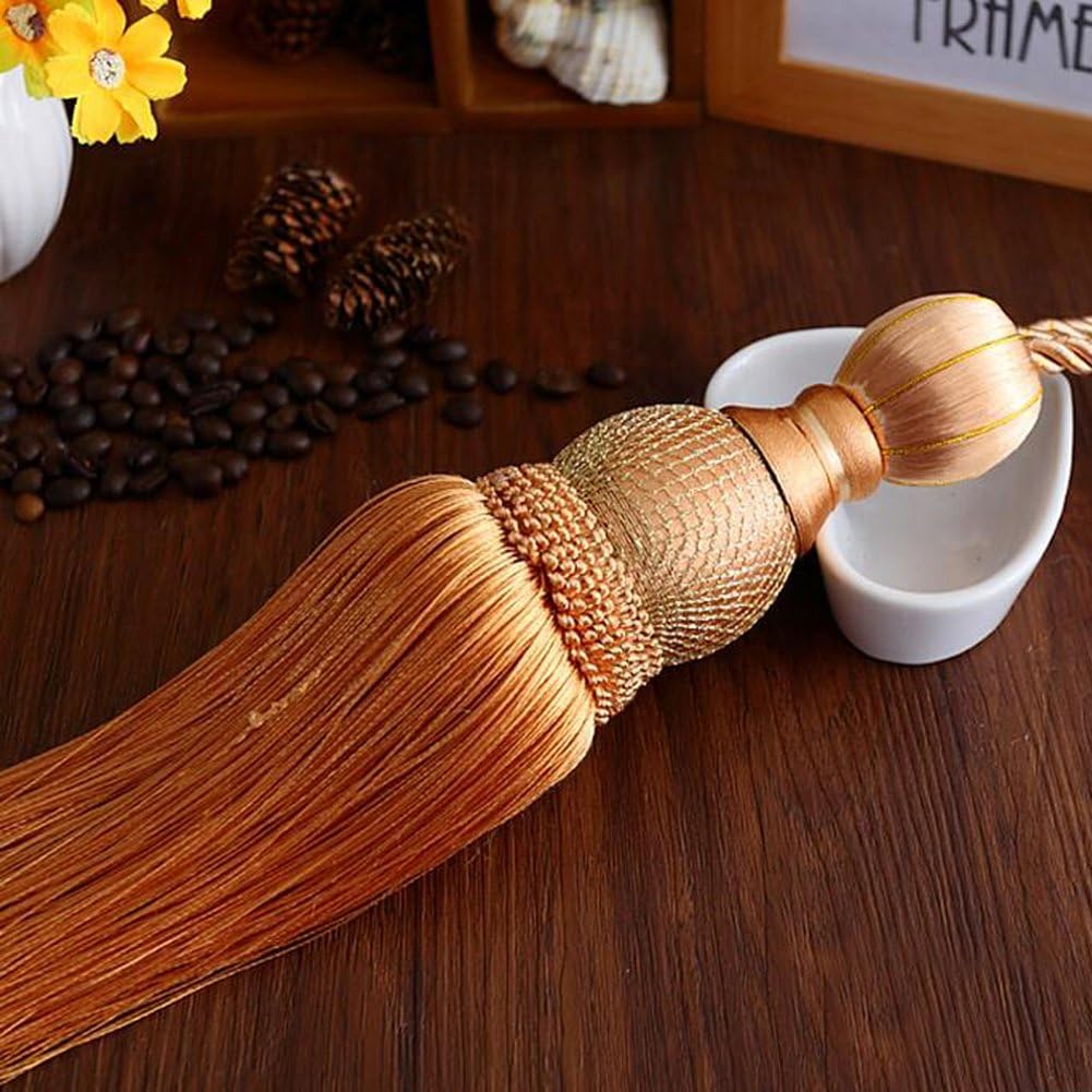 Curtain Buckle One Pair European Style High-Grade Curtains Tieback Rope Tassel Holdbacks (Orange)