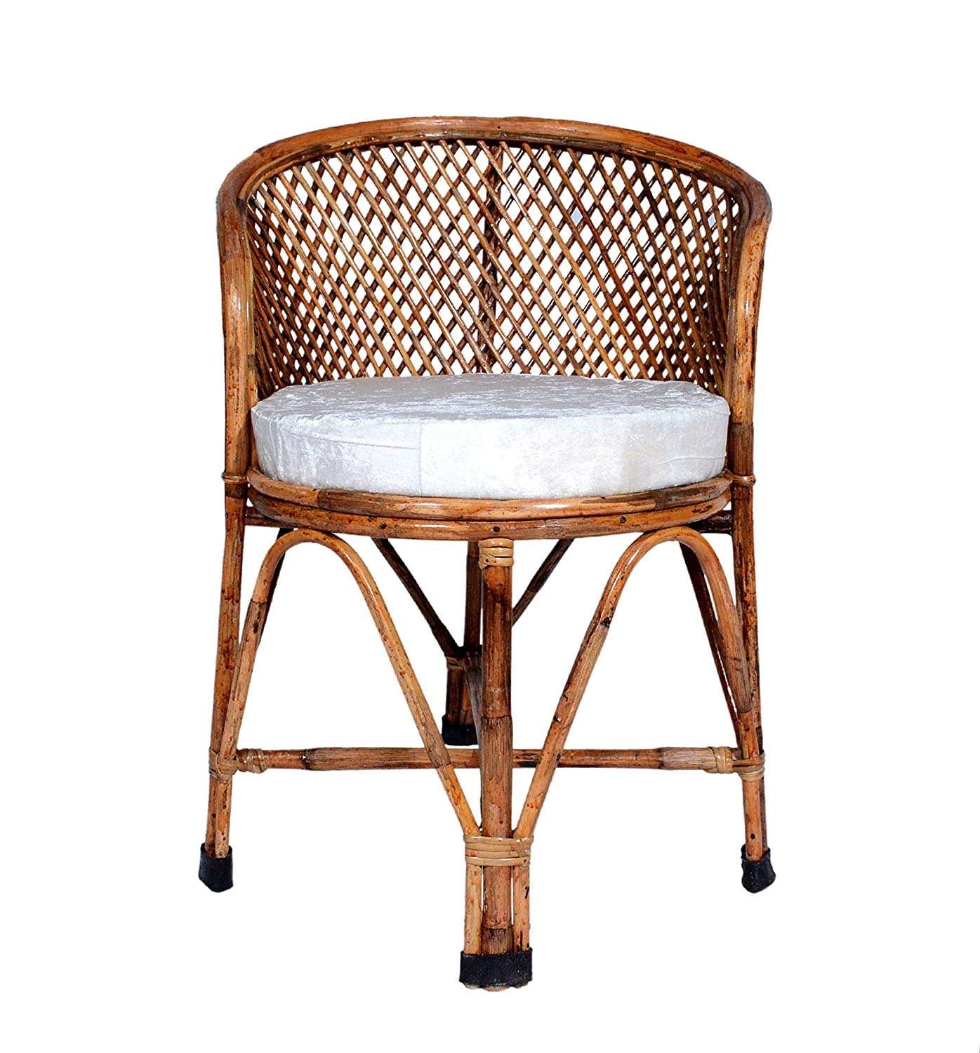 HM Services Wooden Bamboo Cane Dining Chair with Cushion India Arm