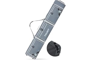 TOURIT Ski Bag with Wheels, Padded Snowboard Bag for Air Travel, Extendable from 170-185CM, 3 Outside Bags Fit ski boots, helmets, goggles