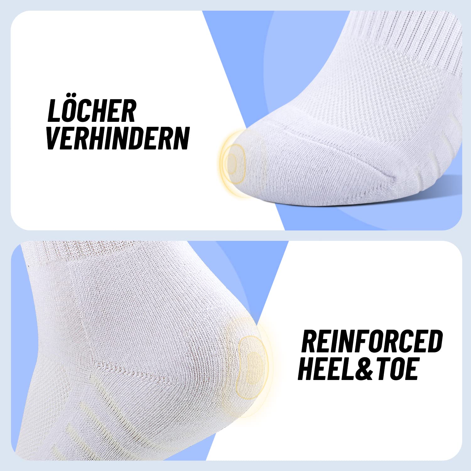 TUUHAW Socken Damen 39-42 Tennissocken Damen 6 Paar Sportsocken Herren Activewear Crew-Socken für Damen Baumwollsocken Laufsocken Wandersocken Atmungaktive Strümpfe,Weiß 39-42 5