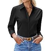siliteelon Womens Button Down Shirt: Collared Dress Shirt Long Sleeve Cotton Button Up Shirt Work Office Blouse Top