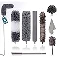 Microfiber Dusters for Cleaning 8 PCS, Ceiling Fan Dusters with 100" Extension Pole, Extendable Dusters for High Ceilings/Fans/Car, Cobweb Duster Kit by MAYKI