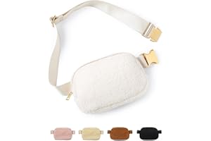YOSHUYUKI Crossbody Bags Fanny Packs for Women Trendy Designer Small Cross Body Purse Travel | Boutique Fleece Mini Belt Bag Pouch Fashion Waist Packs Bag Over The Shoulder Sling Bum Bag | Cream