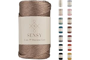 S SENSY Sensy Premium 5mm 104 Yards Polyester Rope 100% Polypropylene Cord Macrame Cord 5mm Crochet Bag Cord Macrame Rope Crochet Thread Gift for Knitter (Mink)