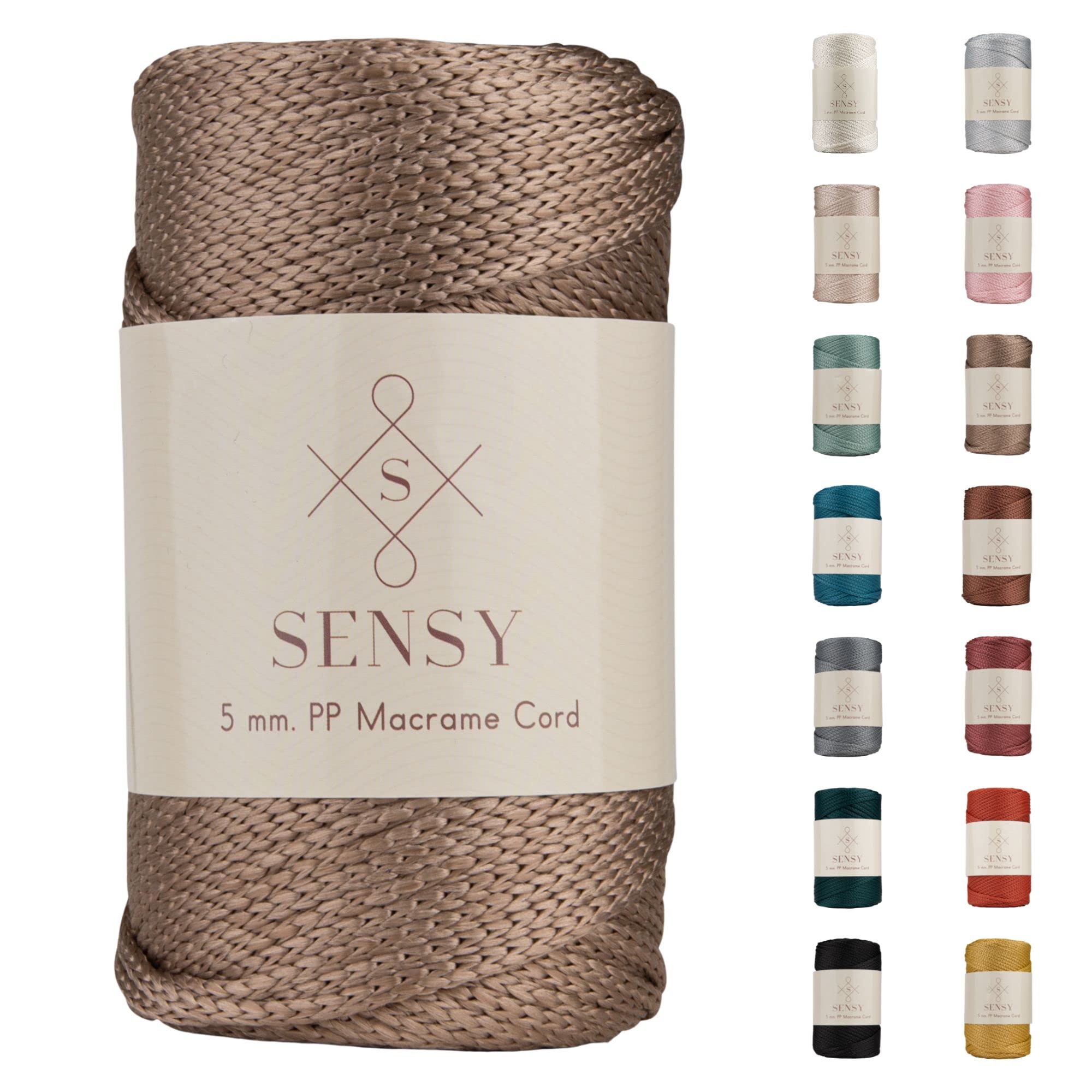 Sensy Premium 5mm 104 Yards Polyester Rope 100% Polypropylene Cord Macrame Cord 5mm Crochet Bag Cord Macrame Rope Crochet Thread Gift for Knitter (Mink)