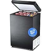 Kismile 3.2 Cubic Feet Chest Freezer, Small Deep Freezer for Home, Black | 2 Removable Basket, Adjustable Temperature, Free Standing Top open Door, Fits Kitchen/Office/Bar
