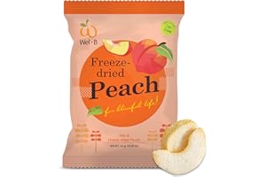 Wel-B Freeze Dried Fruit Snacks, Fresh Peaches Freeze Dried to a Healthy, Crispy Texture While Retaining Natural Flavor and Nutrition, No Added Sugar or Preservatives (0.49oz x 6 Bags)