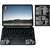 SYNERLOGIC Keyboard Shortcut Vinyl Sticker - Compatible with iPad Pro Keyboard - 2-Part Durable Laminated Sticker, no-Residue Adhesive, for Any iPad OS (Black)