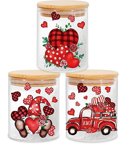JarThenaAMCS 3Pcs Christmas Glass Storage Jars Vintage Xmas Tree Cookie Candy Clear Canisters Set With Airtight Lid For Winter Home Kitchen Countertop Decor