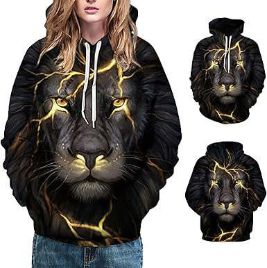 3d lion print hoodie