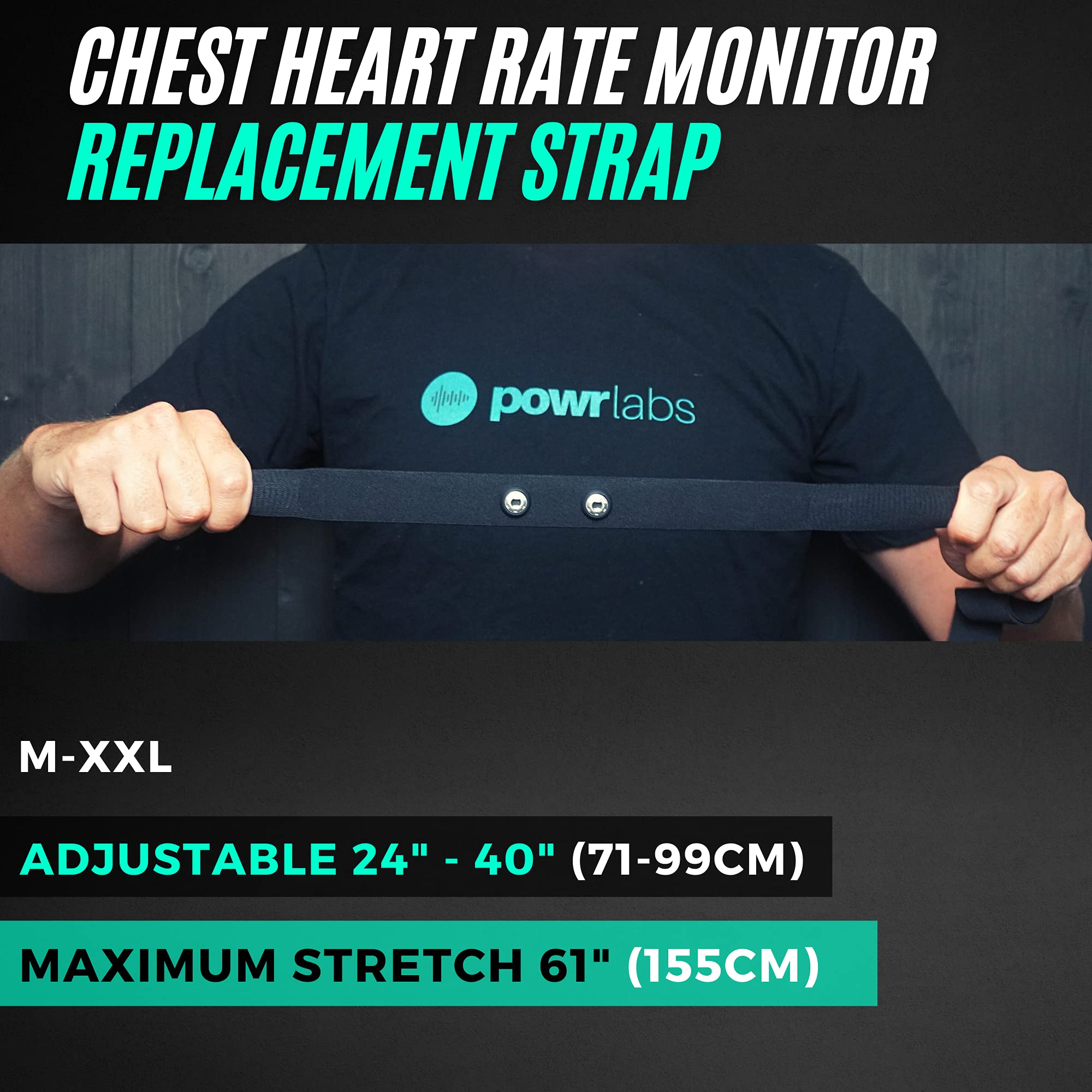 Wahoo Tickr, Polar H7, Garmin HRM Coospo Heart Rate Monitor Strap Replacement (Powr Labs, M-XXL)