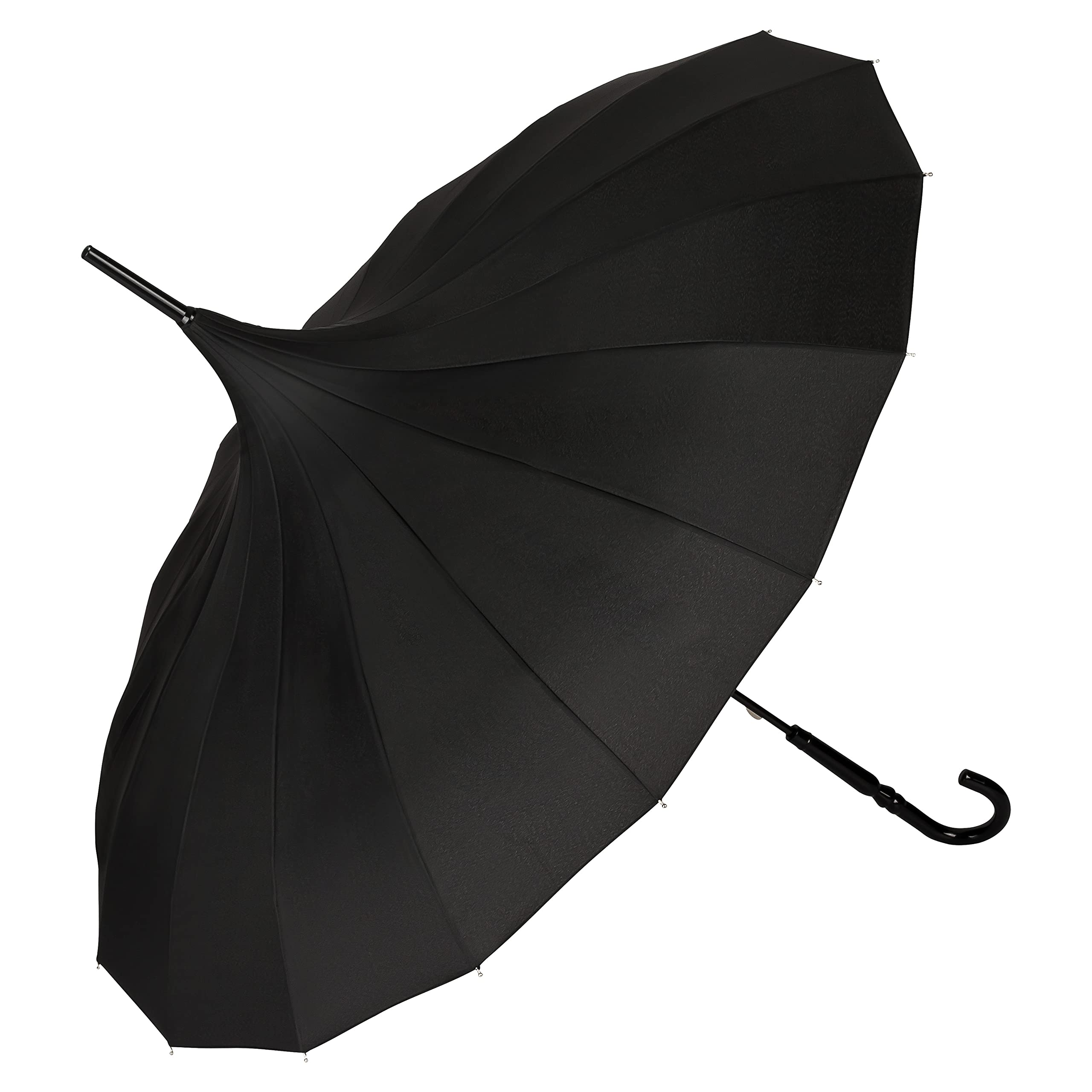 Von Lilenfeld Women's Charlotte Pagoda Umbrella, Black, 87/90, Umbrella cane