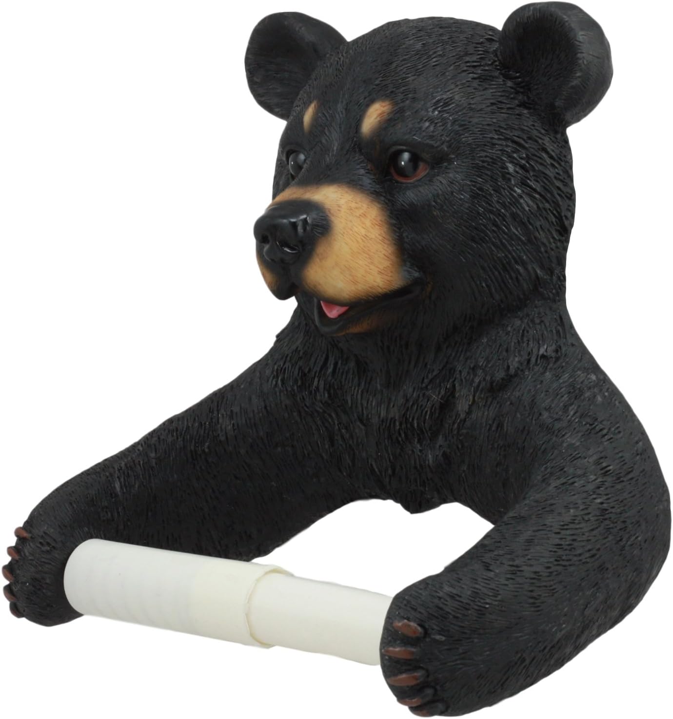 Ebros Whimsical Black Bear Toilet Paper Holder Bathroom Wall Decoration