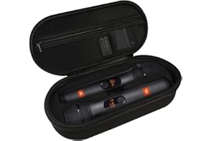 LVKAYCE Wireless Microphone Case Compatible with JBL Wireless 2 Microphone System, Handheld Dual Mic Carrying Case, Travel Bag for Receiver, Batteries and Adapter, Karaoke - Black (Box Only)