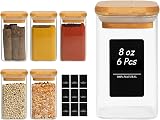 ComSaf 6Pcs 240ml Glass Spice Jars with Lids and Blank Labels