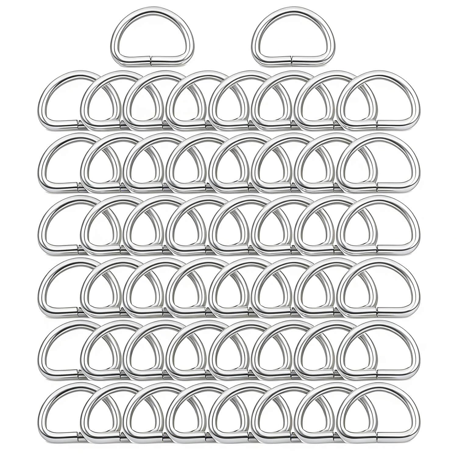 BIKICOCO Metal D-Rings Buckle, 3/4 Inch Non-Welded for Webbing Sewing DIY - Silver - Pack of 50