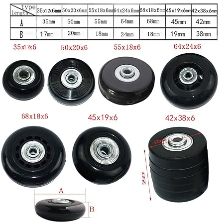 Miayaya Ersatzrollen für Koffer, Tretroller, Inline-Skates, Räder, Achsen, hochwertiges Reparatur-Set mit ABEC-608Z-Kugellage