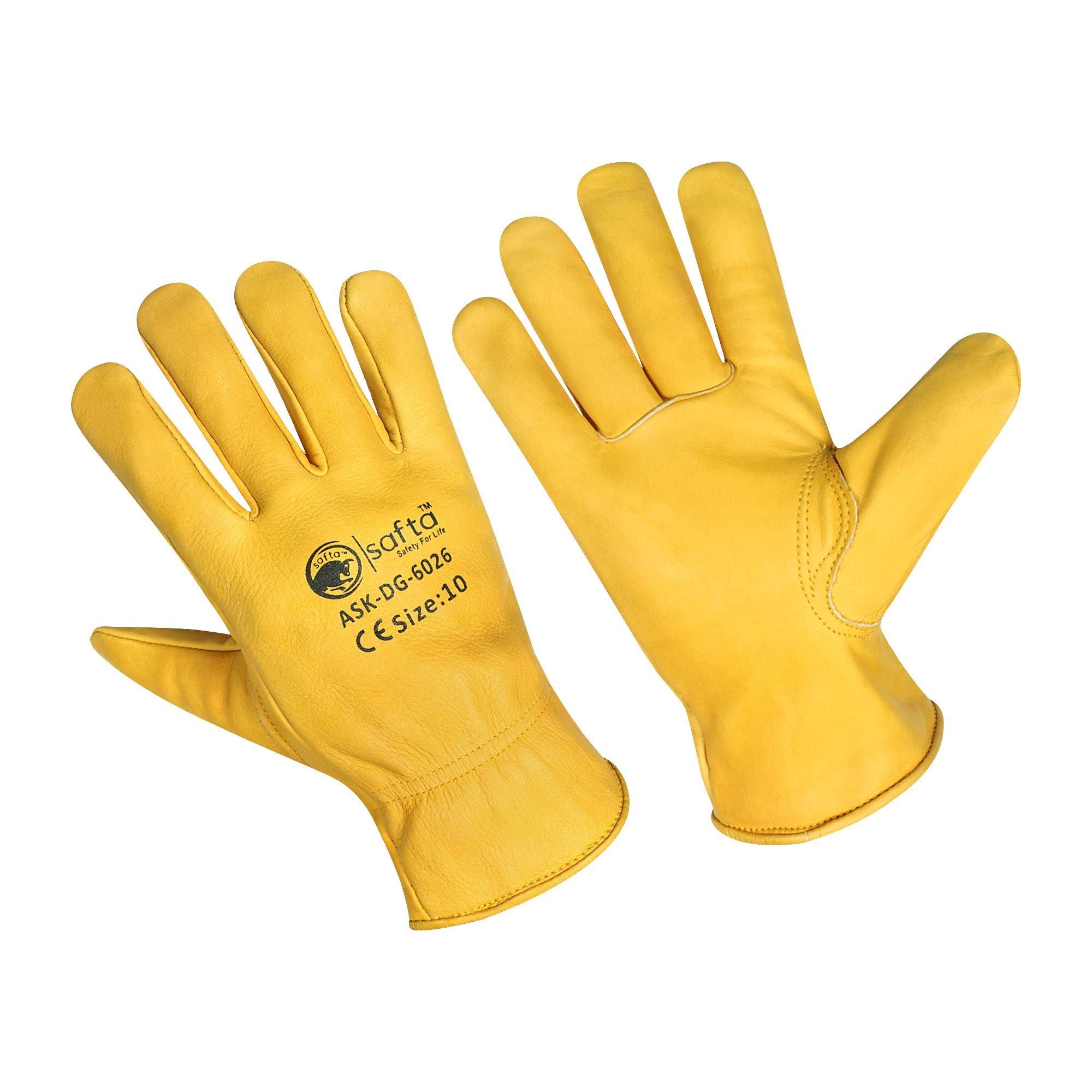 SAFTA Fleece lined thermal work gloves, Winter Leather Driving Gloves for Lorry, Light & Heavy vehicles, Multipurpose Utility gloves for Gardening, Mechanics, Builders, DIY work.